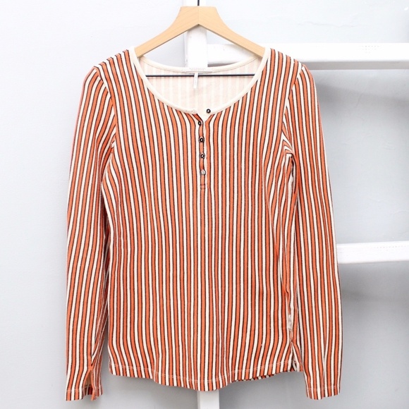 Scotch & Soda Tops - Scotch & Soda Orange Striped Long Sleeve Thermal Top Size Small​​